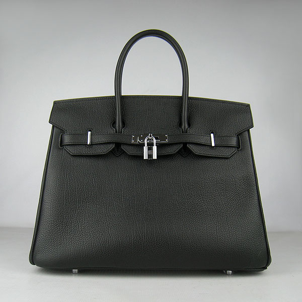 High Quality Fake Hermes Birkin 35CM Togo Leather Bag Black 6089 - Click Image to Close